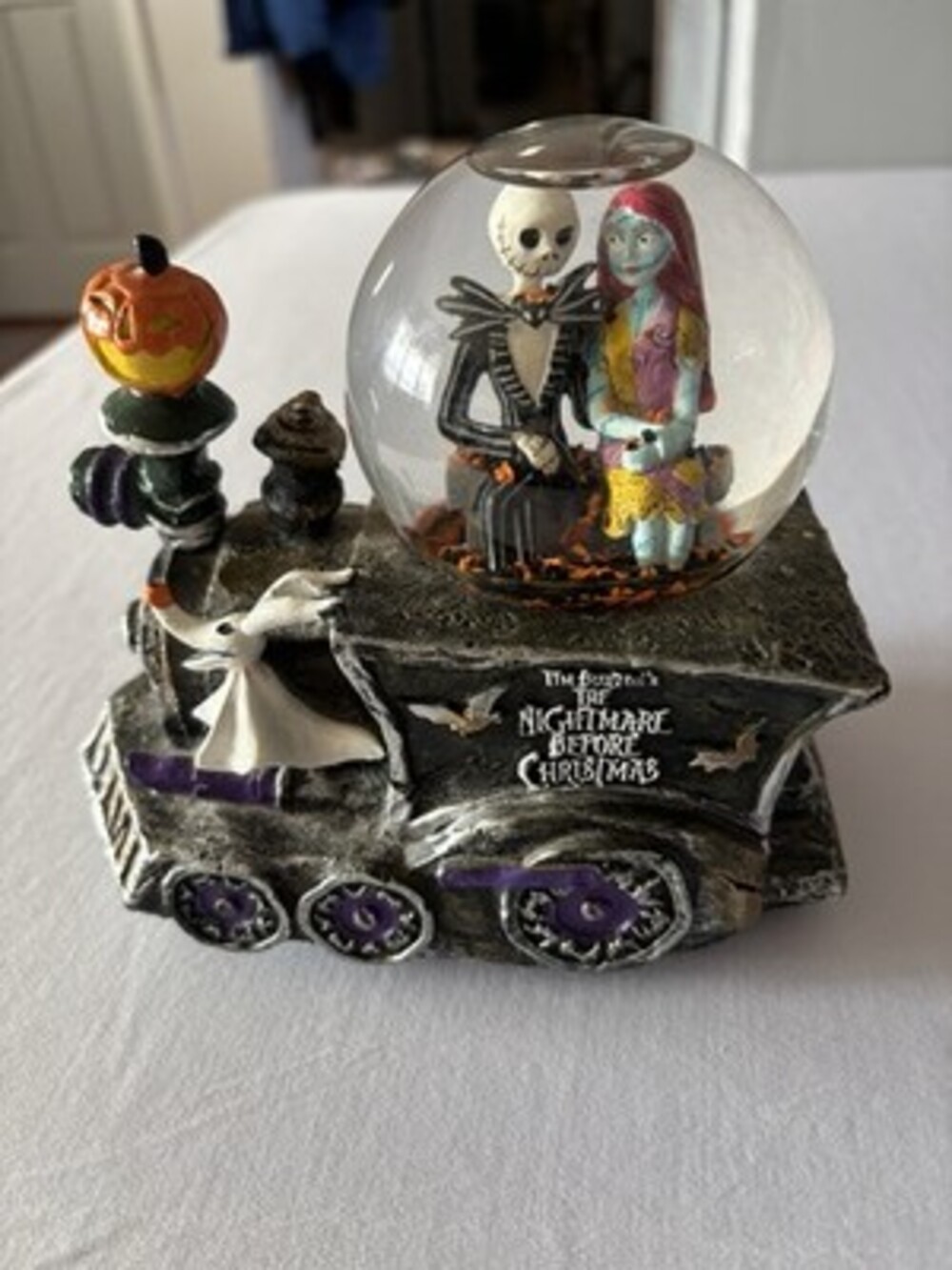 Nightmare Before Christmas Jack and Sally Train Snow globe Music box Disney